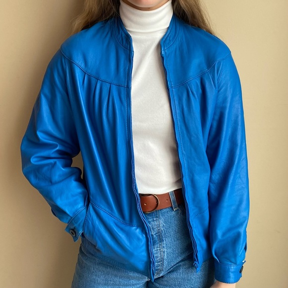 Vintage Jackets & Blazers - Vintage Blue Bomber Jacket